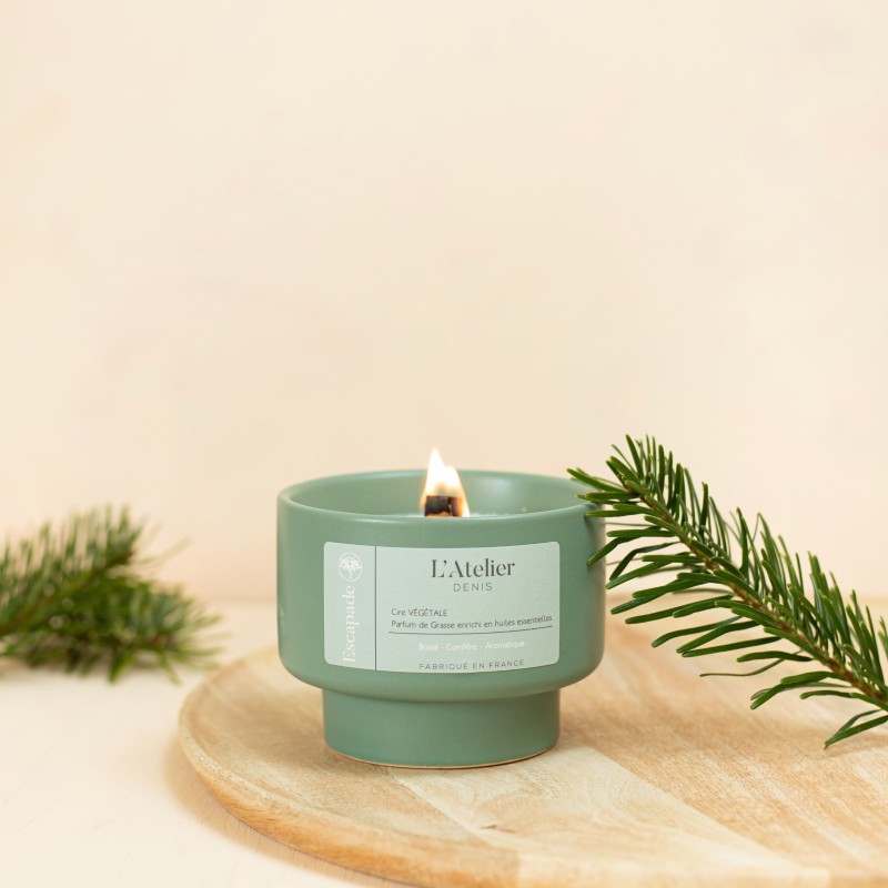 Bougie céramique cire végétale Escapade/Notes d'Eucalyptus/230g