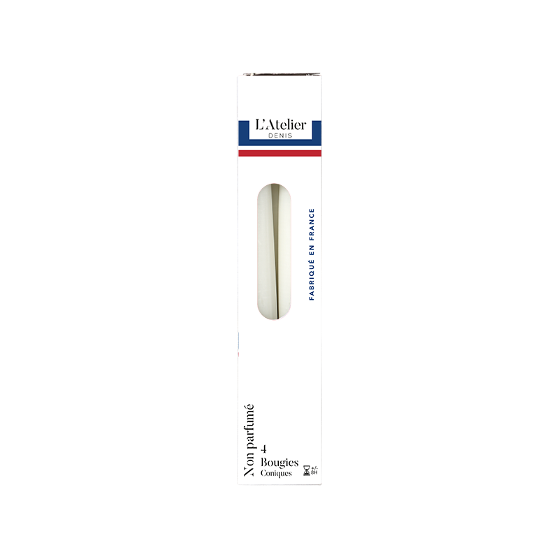 Quatre bougies flambeaux Blanc/25cm