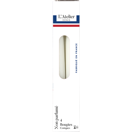 Quatre bougies flambeaux Blanc/25cm