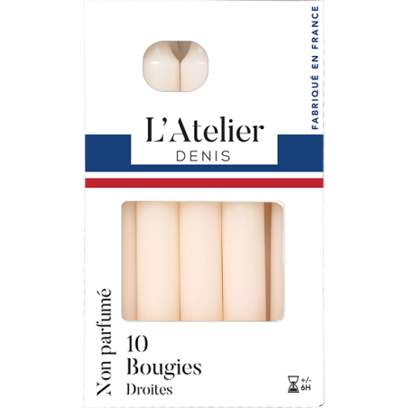 10 bougies droites Ivoire/16.5cm