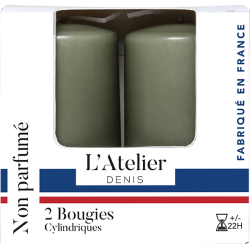 Deux bougies cylindriques Kaki