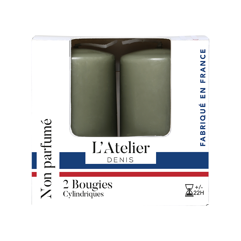 Deux bougies cylindriques Kaki