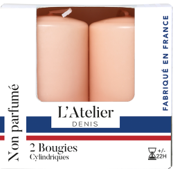 Deux bougies cylindriques Rose