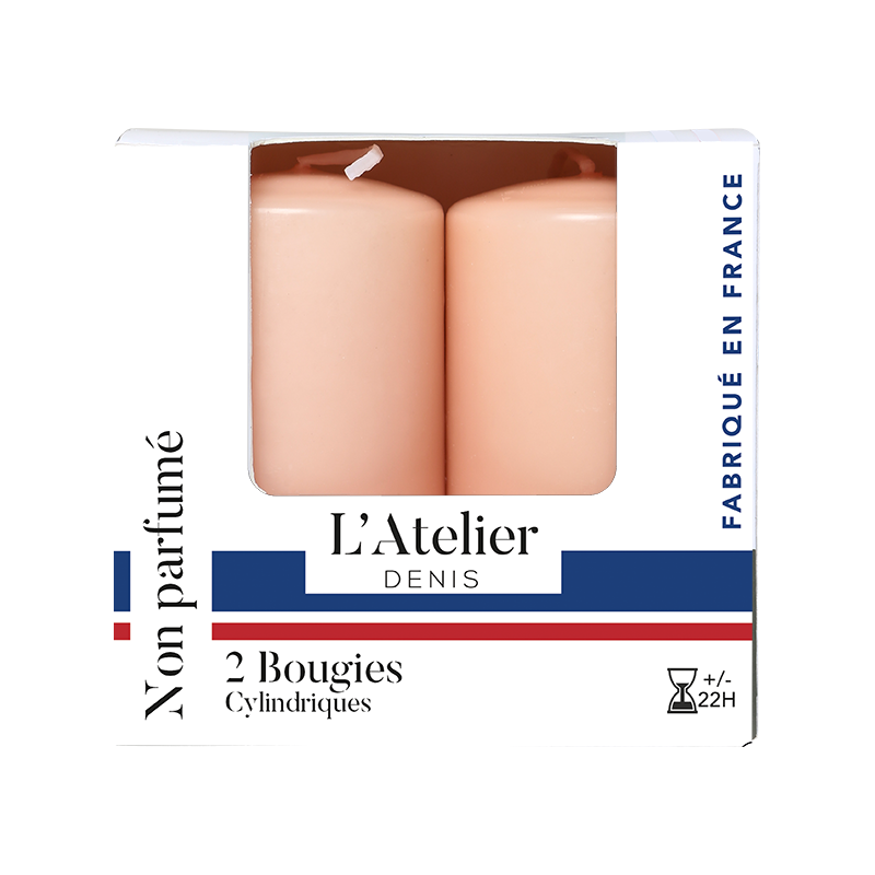 Deux bougies cylindriques Rose