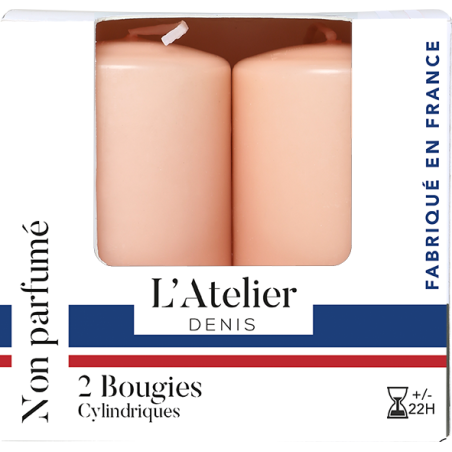 Deux bougies cylindriques Rose