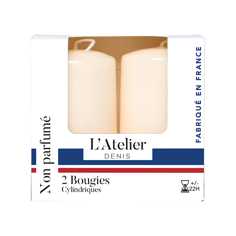 Deux bougies cylindriques Ivoire