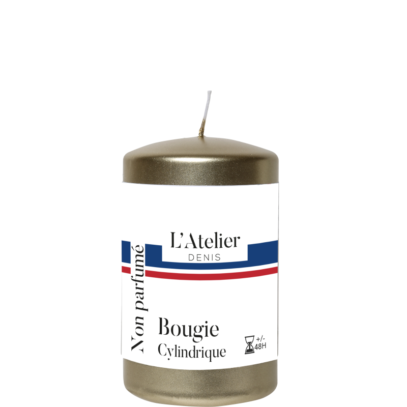 Bougie cylindrique dorée